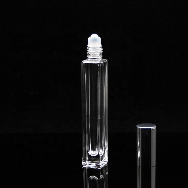 In stock! Square roller bottle 10ml glass perfume bottle roll on with steel ball