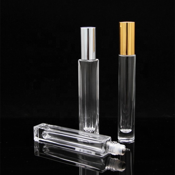 In stock! Square roller bottle 10ml glass perfume bottle roll on with steel ball