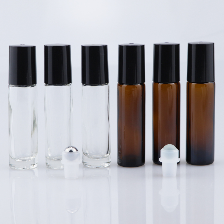 In stock clear amber 10ml roll on bottle