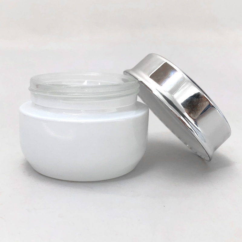In stock clear glass cream jar 30g 50gskincare cosmetic packaging for face cream container with silver cap