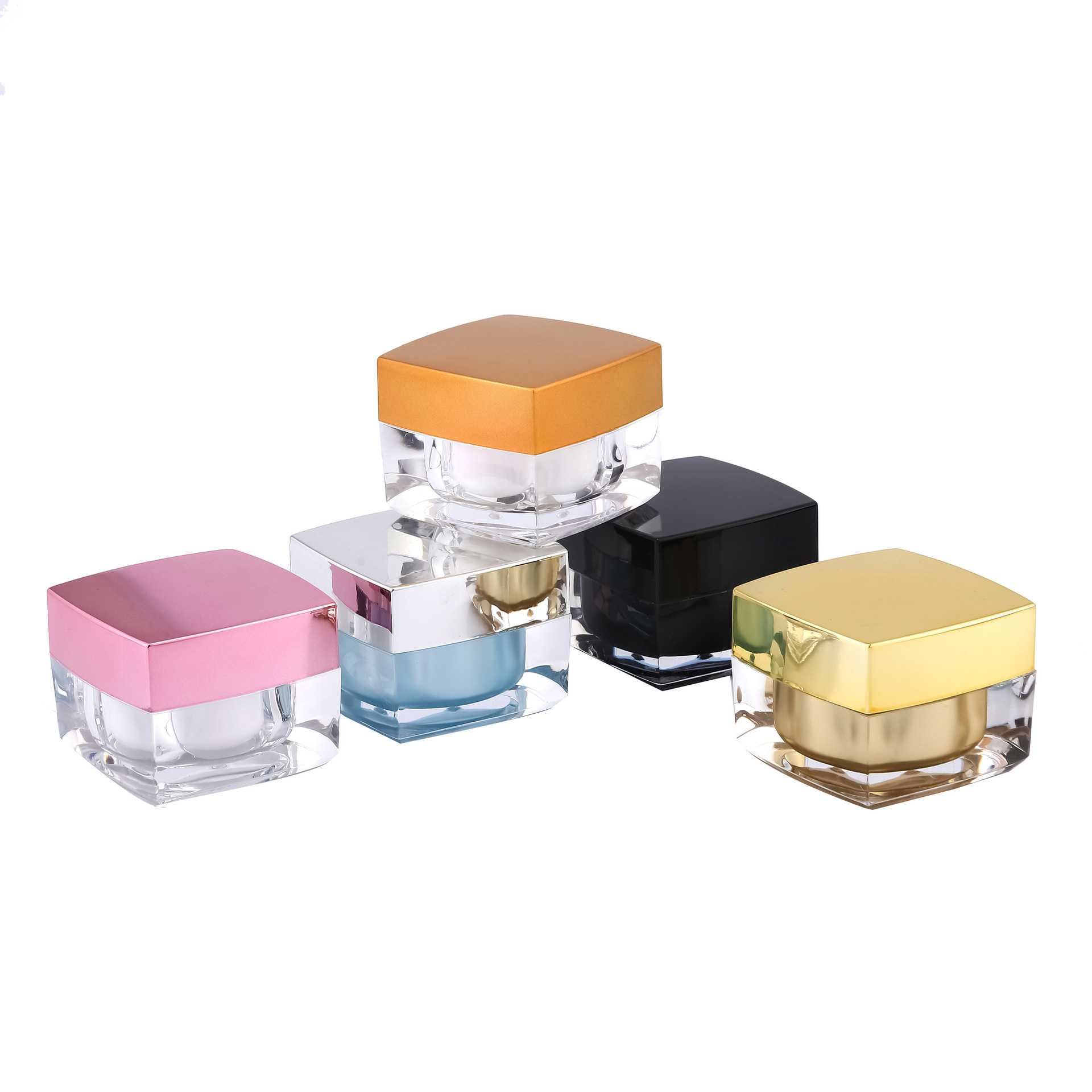 In stock colorful 10g cream jar square face mask plastic jar cosmetic box mini sample box