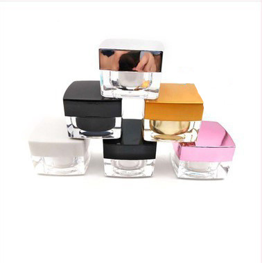 In stock colorful 10g cream jar square face mask plastic jar cosmetic box mini sample box