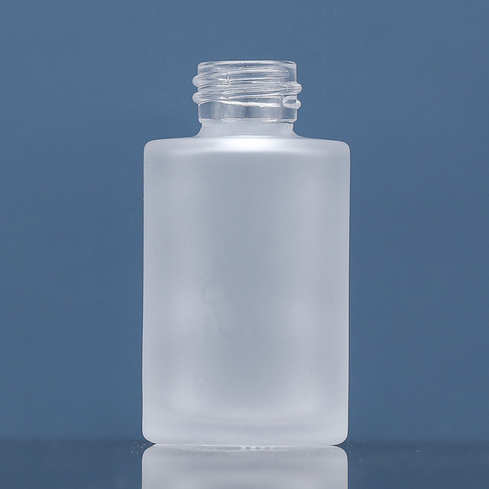 In stock cosmetic 30ml flat shoulder frosted clear amber color glass dropper bottle for serum essential oil
