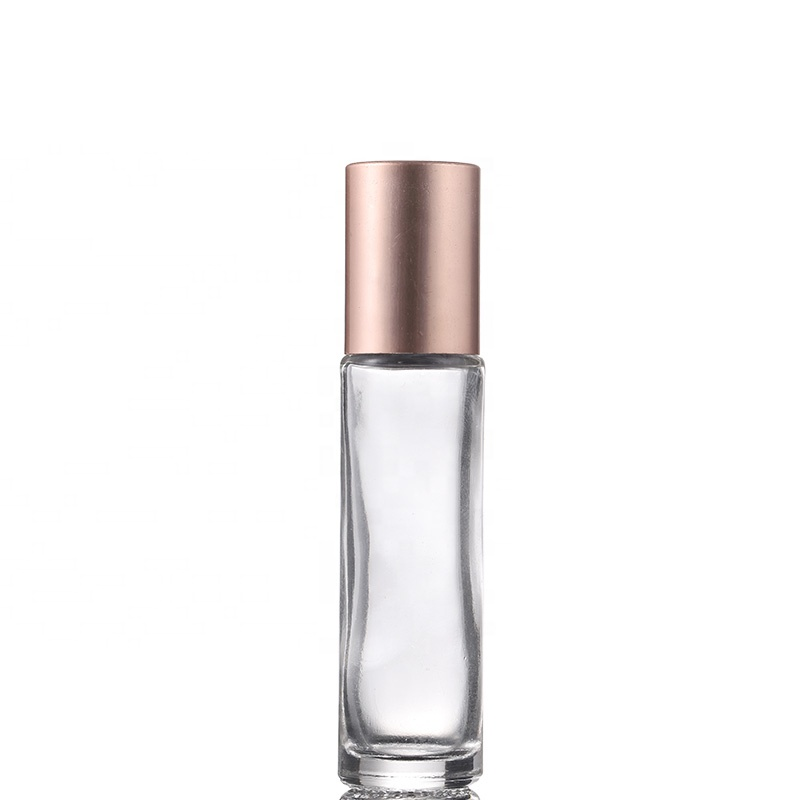 In stock custom surface handing spraying process small vials glass bottle 10ml pink roll on bottle