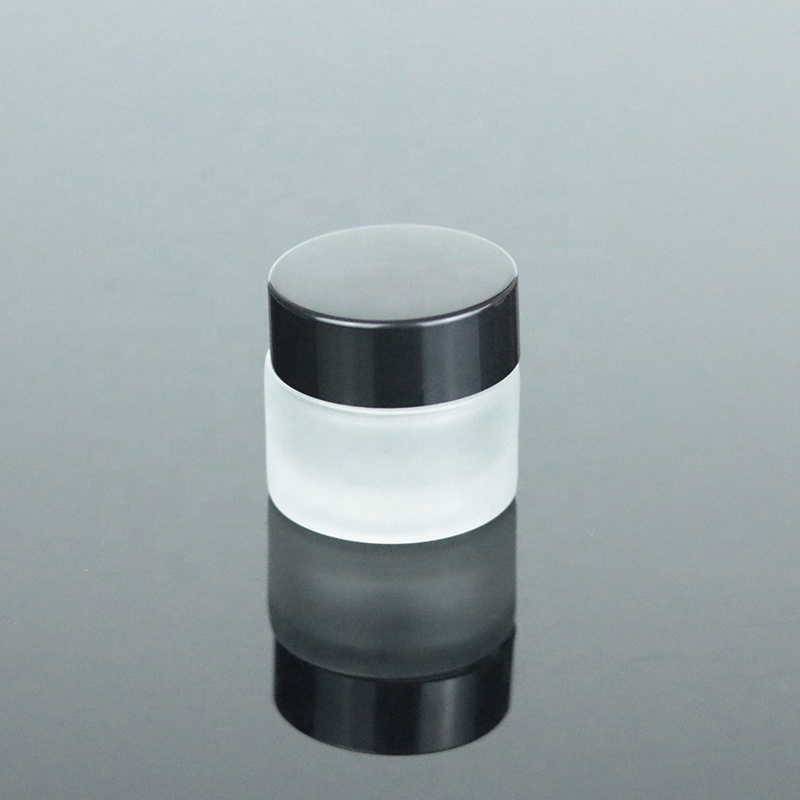In stock fast delivery matte white 10ml small frosted glass cream jar black top (GJM18)