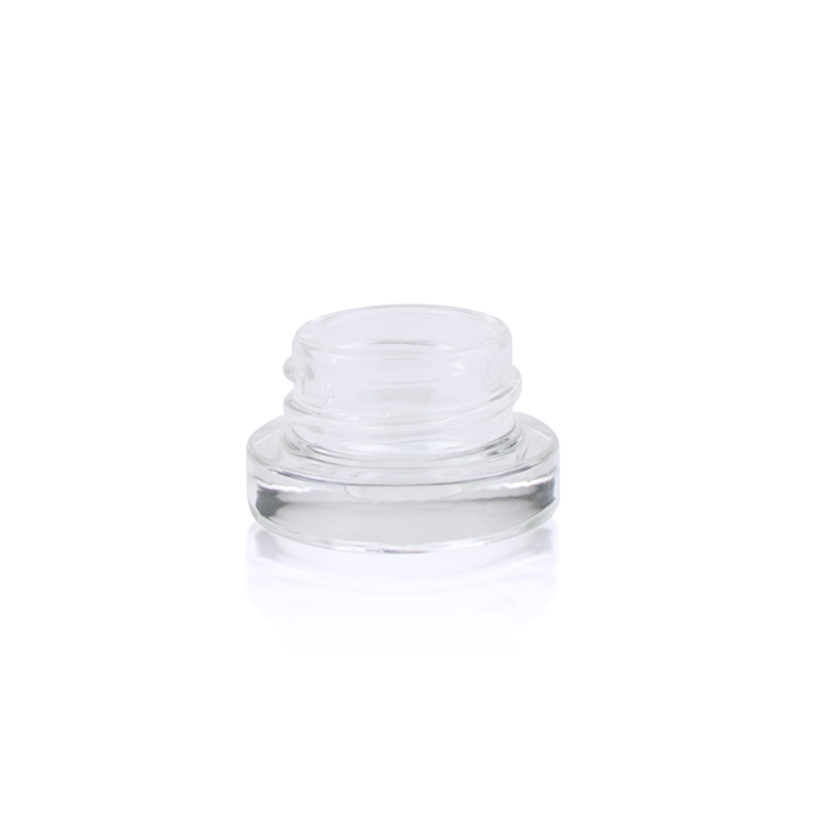 In stock fast delivery mini style child proof glass container with child resistant cap concentrate jar with black lids