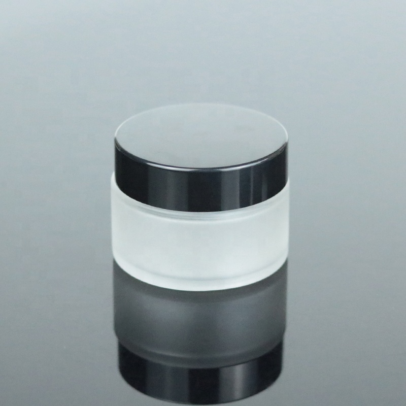 In stock frosted glass jars 30ml glass eye cream jar with black lid (GJM18)