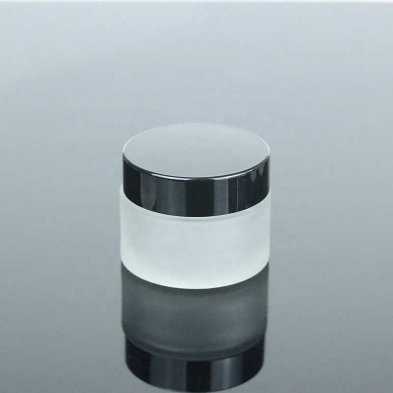 In stock frosted glass jars 30ml glass eye cream jar with black lid (GJM18)