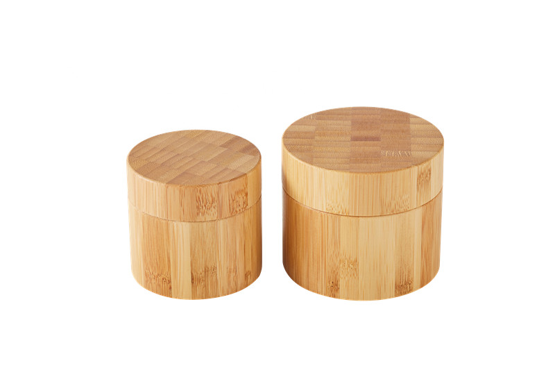 In stock full range 10-100g eco- friendly cosmetic wooden inner pp cream real bamboo jar