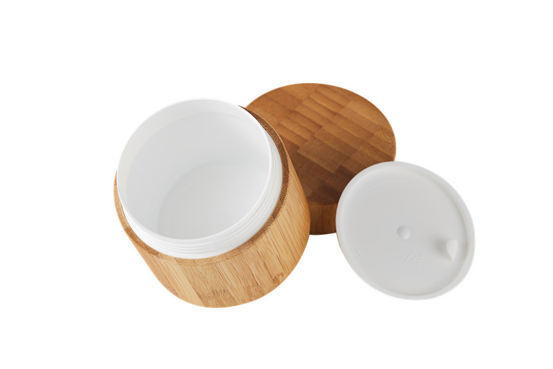 In stock full range 10-100g eco- friendly cosmetic wooden inner pp cream real bamboo jar