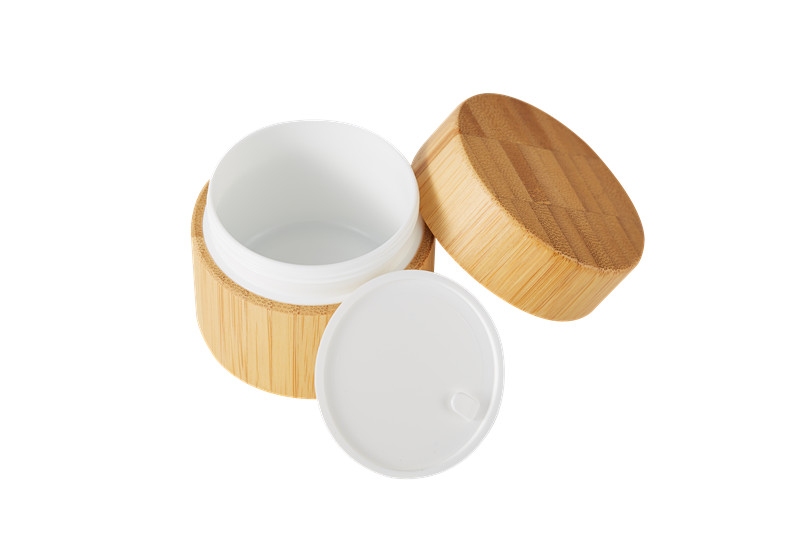 In stock full range 10-100g eco- friendly cosmetic wooden inner pp cream real bamboo jar