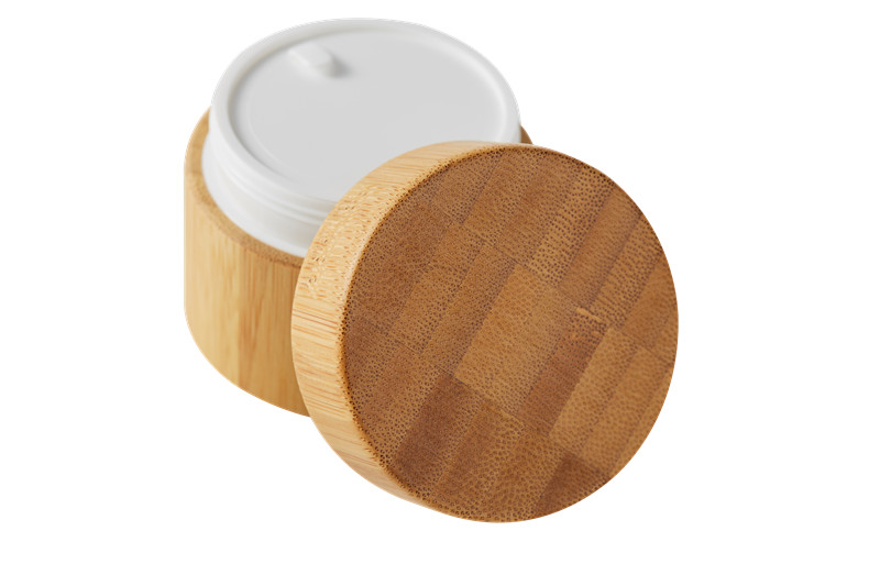 In stock full range 10-100g eco- friendly cosmetic wooden inner pp cream real bamboo jar