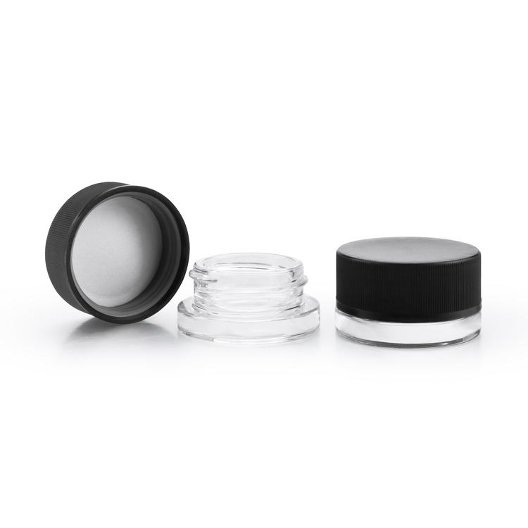 In stock glass packaging mini style child proof glass container with child resistant cap for cbd flower storage
