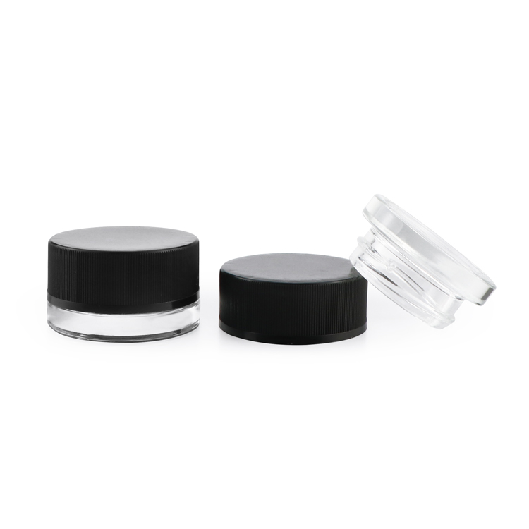 In stock glass packaging mini style child proof glass container with child resistant cap for cbd flower storage