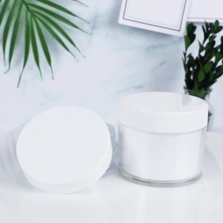 In stock large capacity double layer white plastic wide mouth cosmetic cream jar