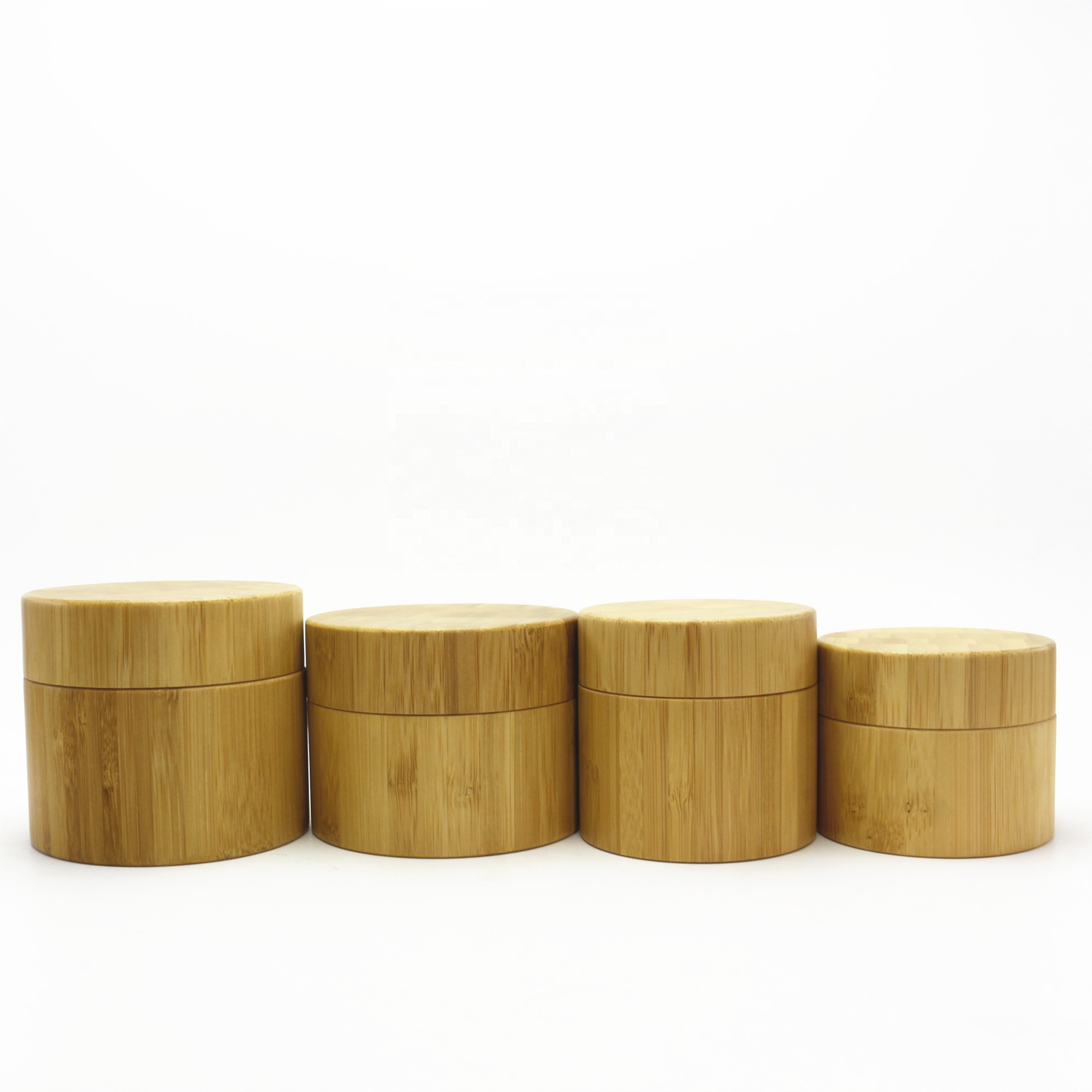 In stock low MOQ 100g 150g 200g echo friendly inner PP bamboo cosmetic cream jar wooden jar BL-184K