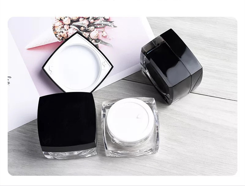 In stock luxury 5ml 10ml 15ml 30ml 50ml high end empty square acrylic jar cosmetic cream jar