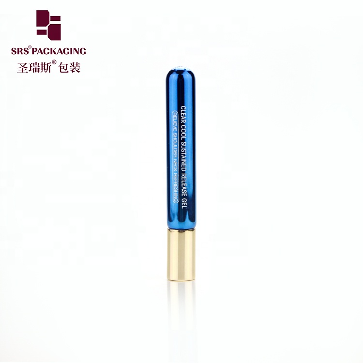 In stock metalized blue color glass custom roll on bottles 10ml roller ball for essential oil with printing