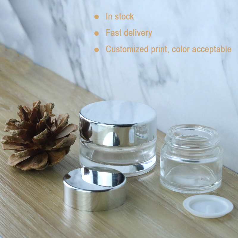 In stock mini cream glass jar 20 ml empty round 20g cometic glass jar (GJM08)