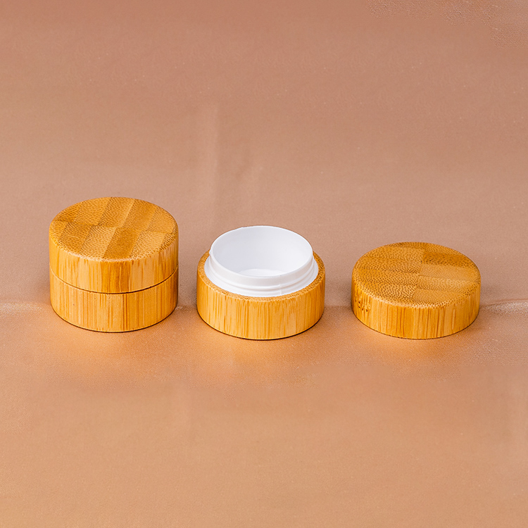 In stock ready to ship small 10g bamboo cover plastic inner cream jar