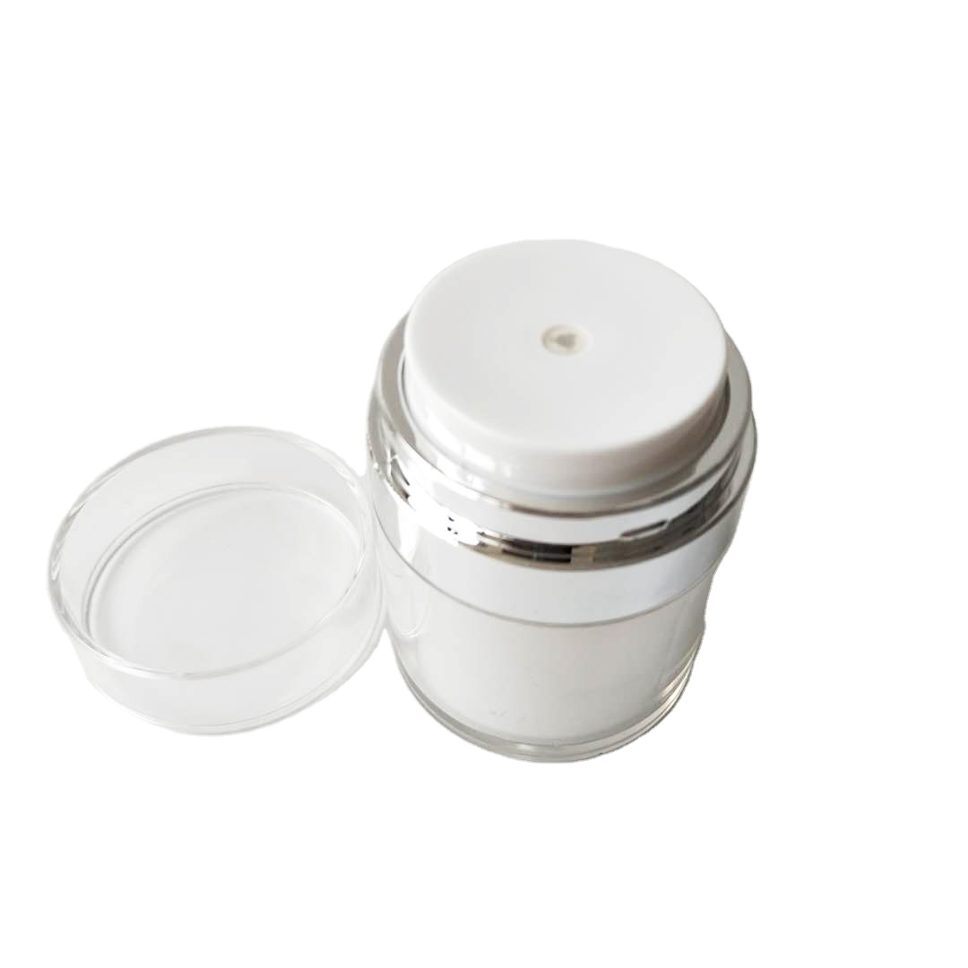 In stock ready to ship wholesale 50g white silver airless jar for cream