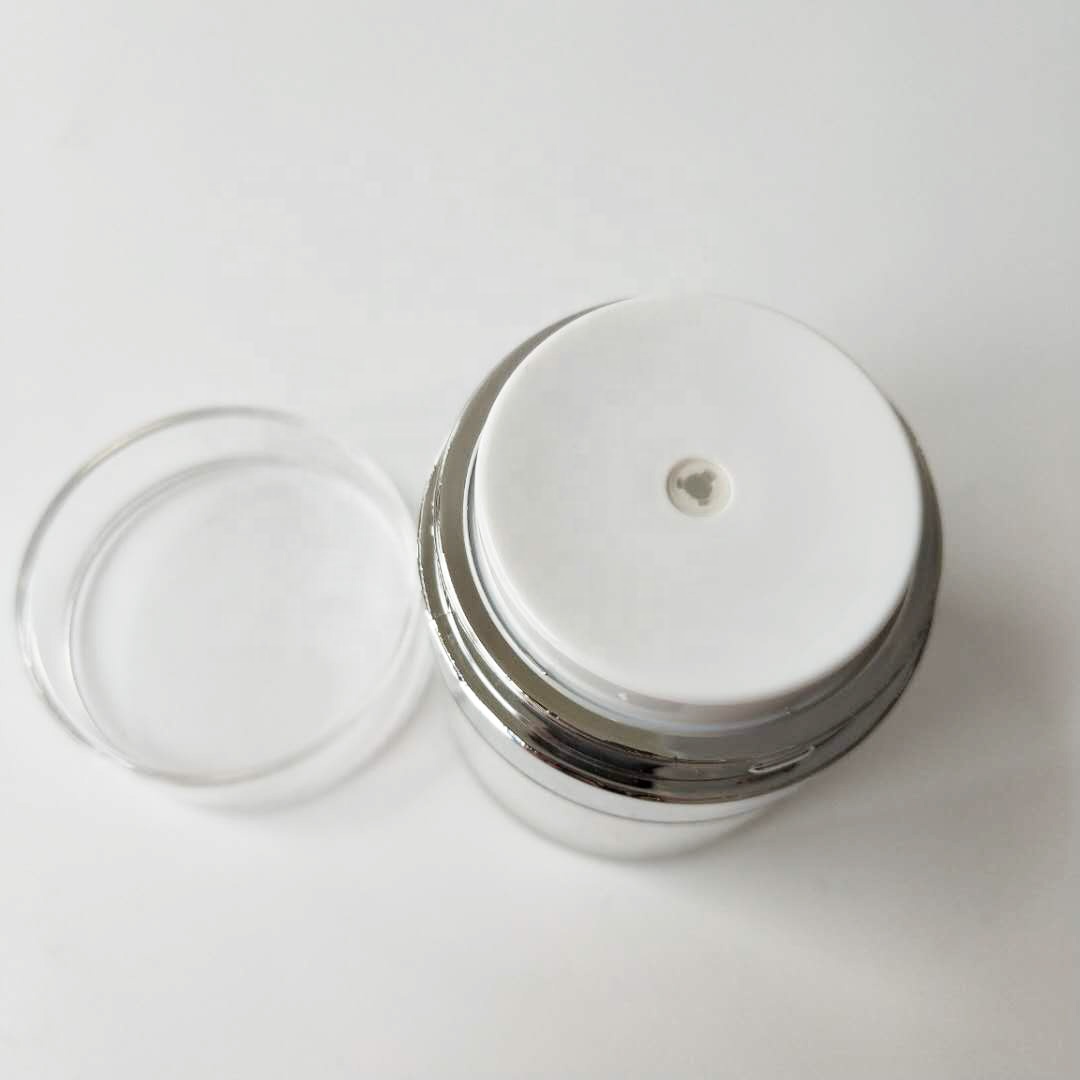 In stock ready to ship wholesale 50g white silver airless jar for cream