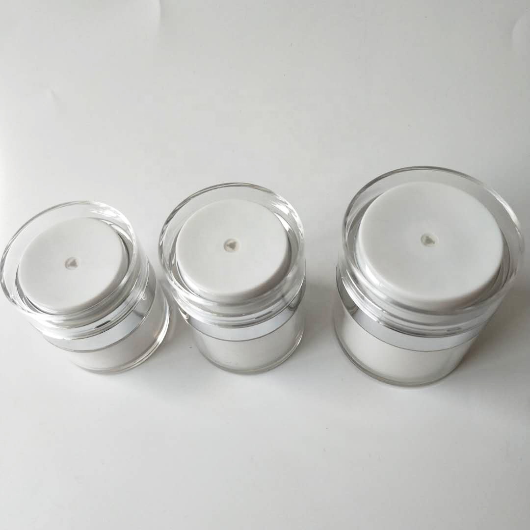 In stock ready to ship wholesale 50g white silver airless jar for cream