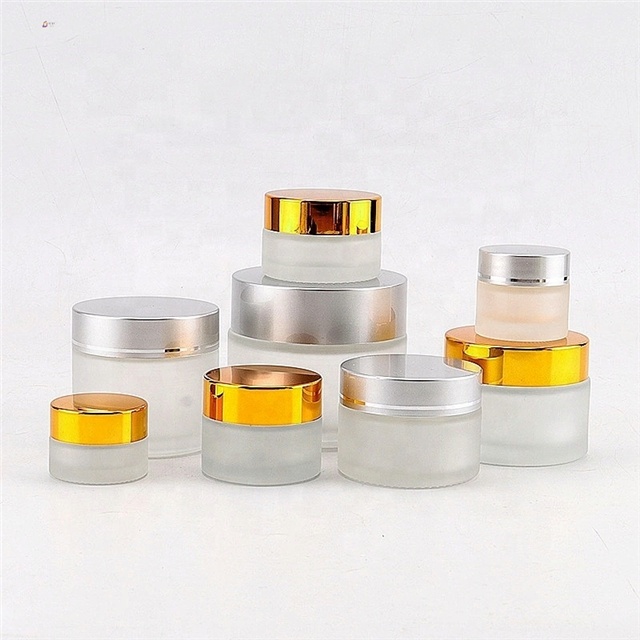 In stock recyclable glass cosmetic hair cream frosted jars with lids