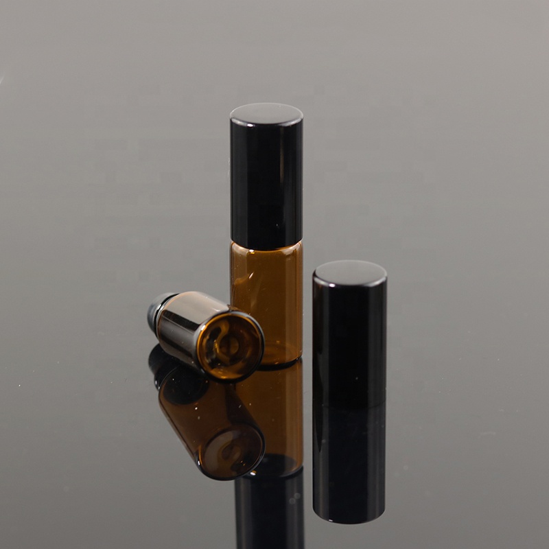 In stock roller ball glass bottle 3ml mini amber perfume essential oil bottle (NRB10-3R)