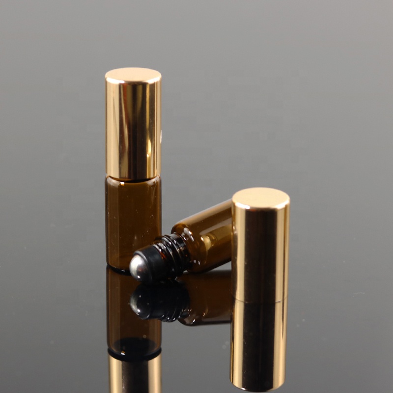 In stock roller ball glass bottle 3ml mini amber perfume essential oil bottle (NRB10-3R)