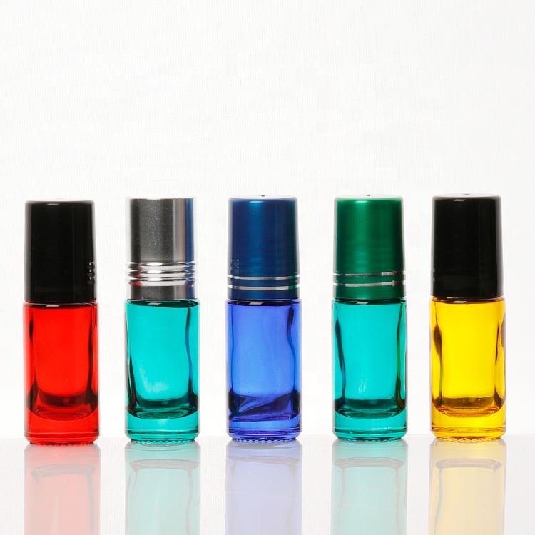 In stock round empty 10ml 15ml aluminium roller ball  transparent glass tube perfume bottles empty eye cream roller bottle