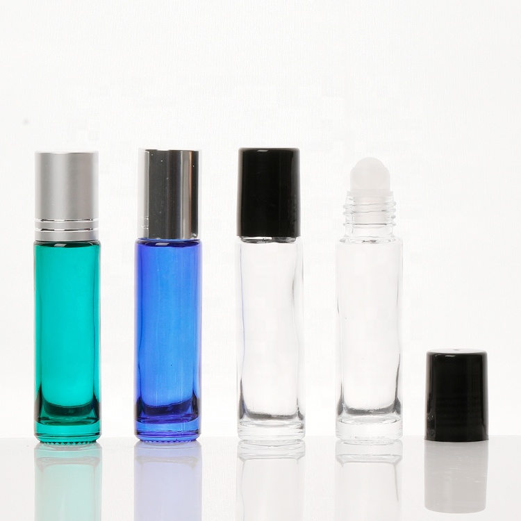 In stock round empty 10ml 15ml aluminium roller ball transparent glass tube perfume bottles empty eye cream roller bottle