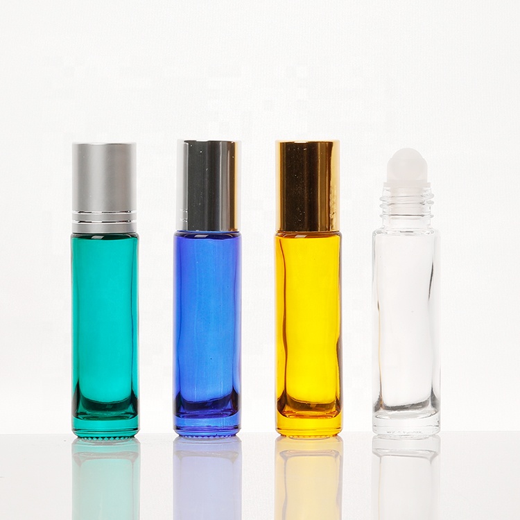 In stock round empty 10ml 15ml aluminium roller ball transparent glass tube perfume bottles empty eye cream roller bottle