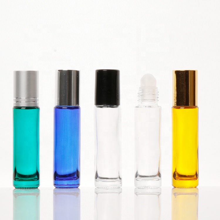 In stock round empty 10ml 15ml aluminium roller ball transparent glass tube perfume bottles empty eye cream roller bottle