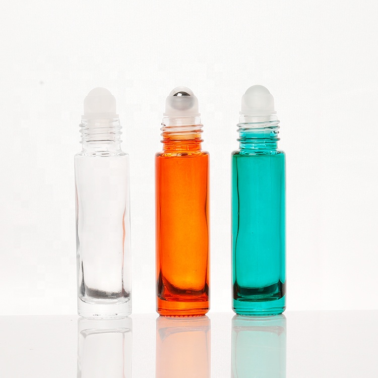 In stock round empty 10ml 15ml aluminium roller ball transparent glass tube perfume bottles empty eye cream roller bottle
