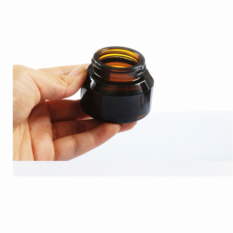 In stock skincare cream used Matte Black Empty Glass Cream Jars With Wood Grain Lids Mini Cosmetic Pot Containers