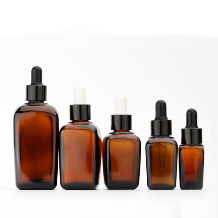 In stock square shape 20ml glass amber bottle