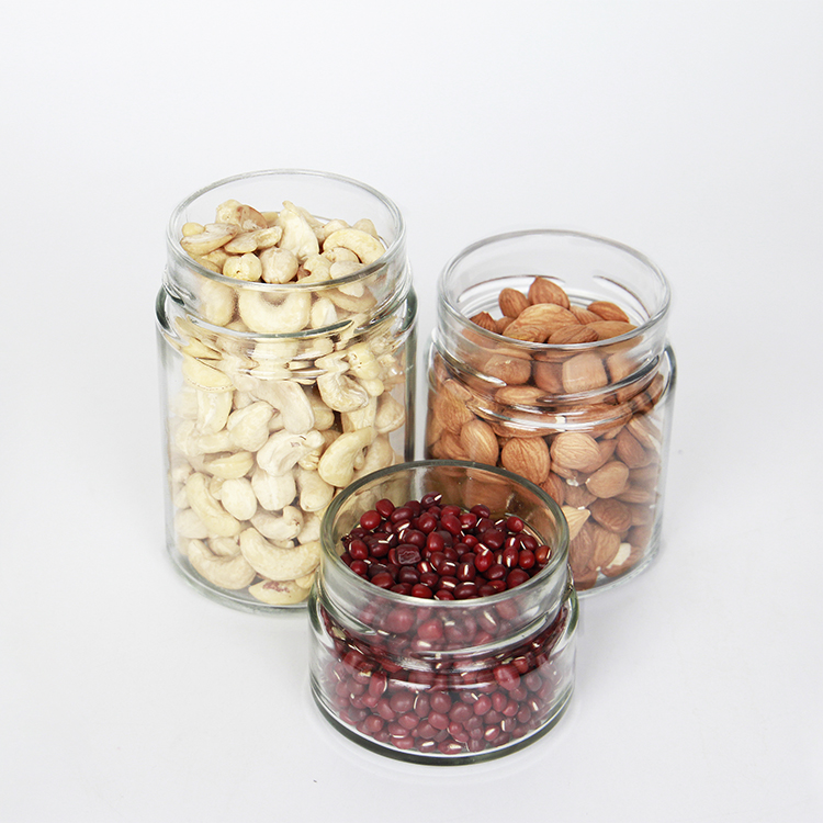 In stock straight side 106ml 212ml 314ml Glass Jars for Honey Jam Spice Sauce Storage Food Storage Glass Jar With High Metal Cap