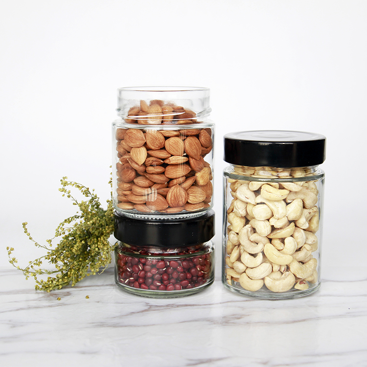 In stock straight side 106ml 212ml 314ml Glass Jars for Honey Jam Spice Sauce Storage Food Storage Glass Jar With High Metal Cap