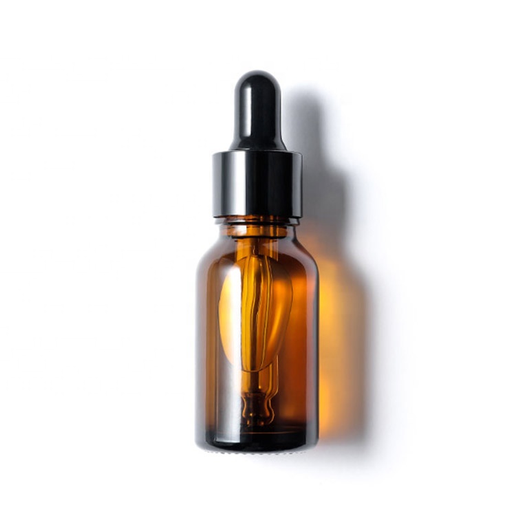 In stock wholesale 30ml cosmetic essential oil packaging amber glass bottle with dropper