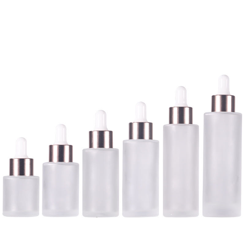 In stock wholesale luxury 30ml custom logo flat shoulder skin care glass dropper serum bottle for cosmetic CBD essential oil