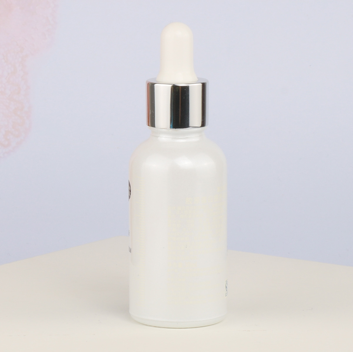 In stock wholesale pastel color 30ml 1oz pink yellow white green glass bottle with dropper serum lotion essential oil packaging