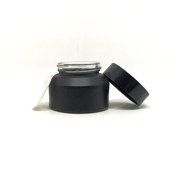 Innovative 50g black frosted glass sustainable cosmetic packaging fancy cosmetic jars