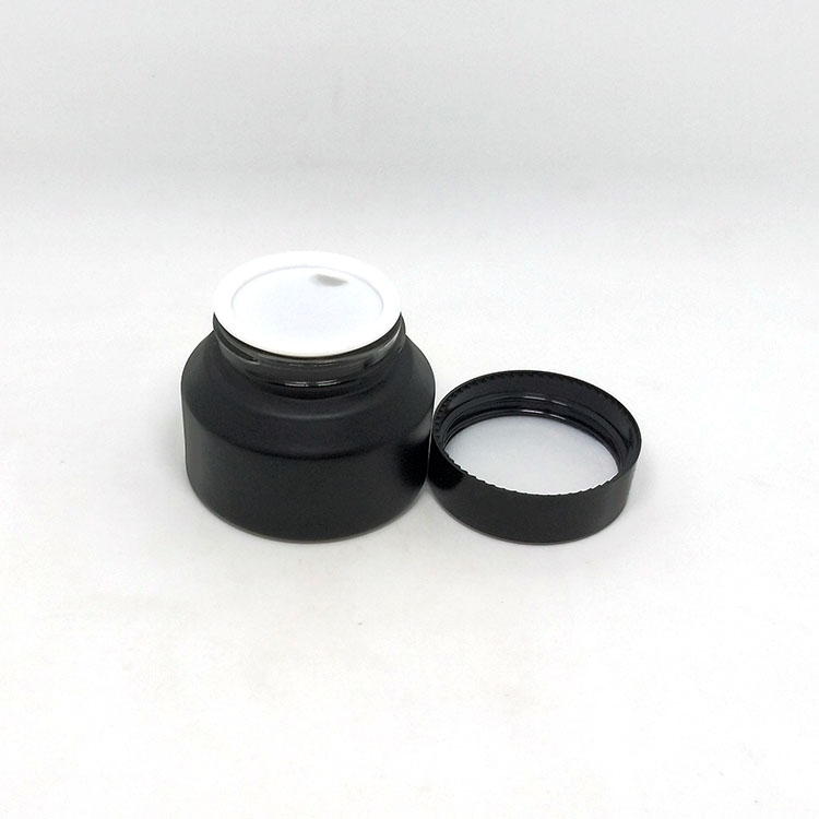 Innovative 50g black frosted glass sustainable cosmetic packaging fancy cosmetic jars