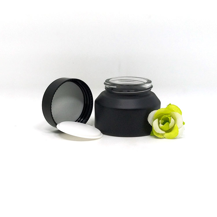 Innovative 50g black frosted glass sustainable cosmetic packaging fancy cosmetic jars