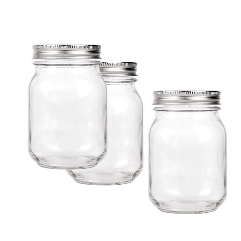 Ins Creative candle making jars with lid 100 glass 16oz mason jar mugs for honey jam and pickles