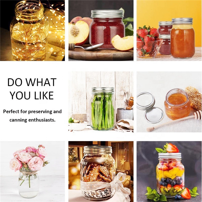Ins Creative candle making jars with lid 100 glass 16oz mason jar mugs for honey jam and pickles