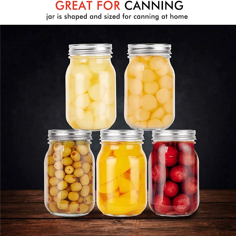 Ins Creative candle making jars with lid 100 glass 16oz mason jar mugs for honey jam and pickles