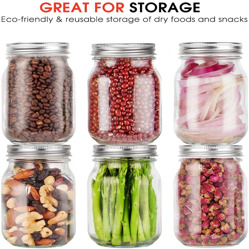 Ins Creative candle making jars with lid 100 glass 16oz mason jar mugs for honey jam and pickles