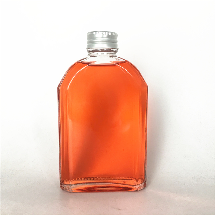 Ins Style 100ml 250ml 350ml flat square glass bottle for hand made juice /Portable takeaway coffee